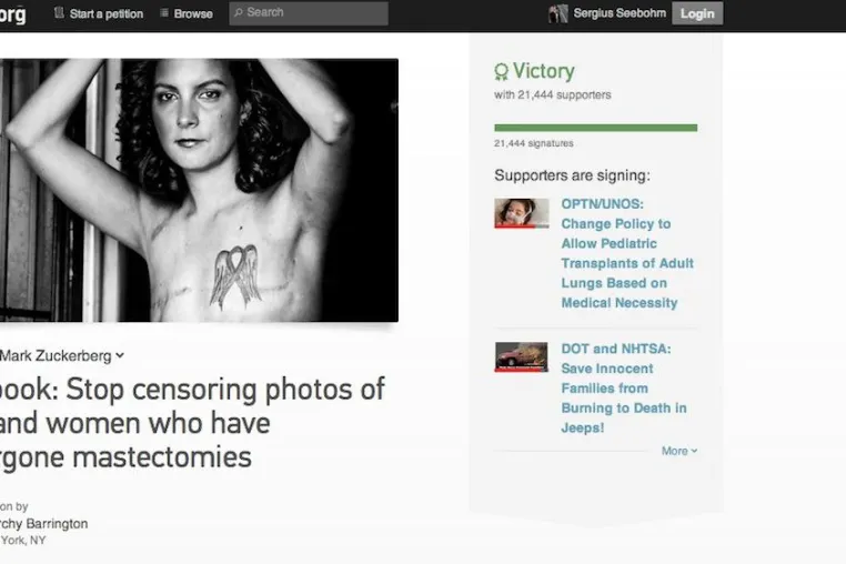 Bild: Brustkrebsaktivistinnen gewinnen Kampf gegen Facebook um Mastektomie-Bilder