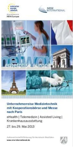 Unternehmerreise Medizintechnik mit Kooperationsbörse und Messe nach Paris - 27.05. bis 29.05.2013 Bild: Unternehmerreise Medizintechnik mit Kooperationsbörse und Messe nach Paris - 27.05. bis 29.05.2013