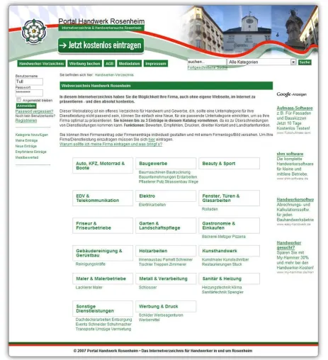 Bild: Das Handwerker- und Firmenverzeichnis Portal Handwerk Rosenheim ist online
