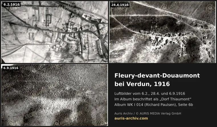 Verdun aus der Luft: Privates Offiziersalbum zeigt die Zerstörung von Fort Douaumont und Fleury 1916 Bild: Verdun aus der Luft: Privates Offiziersalbum zeigt die Zerstörung von Fort Douaumont und Fleury 1916
