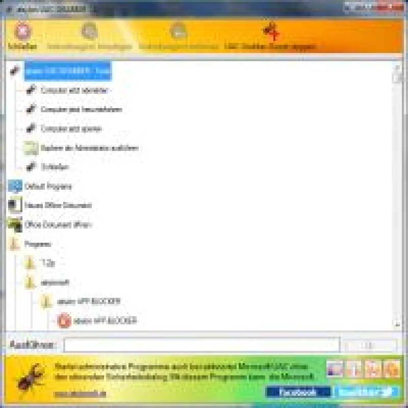 Screenshot der Software abylon UAC-GRABBER zur Optimierung von UAC