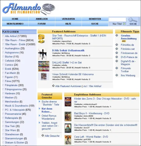 Bild: Filmauktion Filmundo.de: Filme unter den Hammer