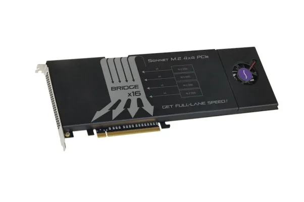 Bild: Mit der Fusion SSD M.2 4x4 PCIe-Karte bringt Sonnet ultraschnelle SSDs an den Mac Pro 2019
