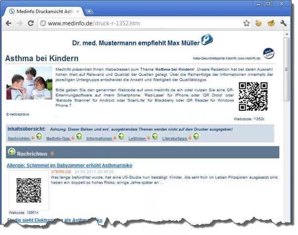 Bild: Endlich Druckreif - ausgewählte Webadressen rund um das Thema Gesundheit zur einfachen Weitergabe