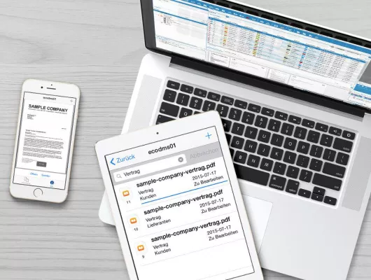 ecoDMS Archiv: Alle Dateien und Papier sicher am PC und mobil archivieren und verwalten Bild: ecoDMS Archiv: Alle Dateien und Papier sicher am PC und mobil archivieren und verwalten