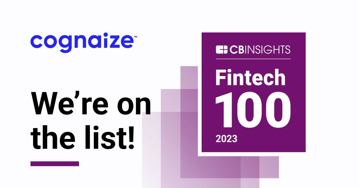 Cognaize auf auf der CB Insights’ Fintech 100 Liste für 2023 (© CB Insights)