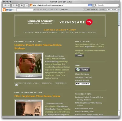 Heinrich Schmidt * startet Video-Podcast zum Thema Kunst via iTunes Bild: Heinrich Schmidt * startet Video-Podcast zum Thema Kunst via iTunes