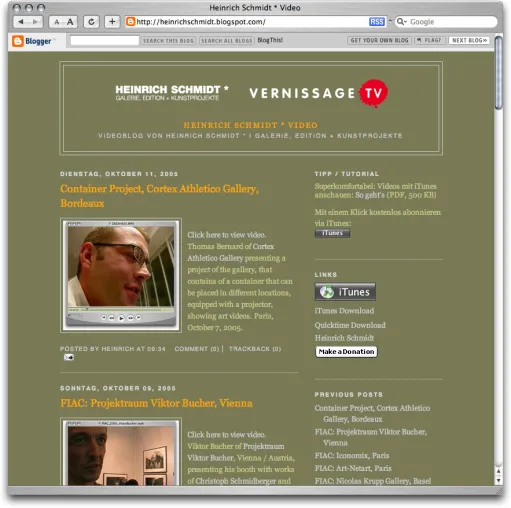Heinrich Schmidt * startet Video-Podcast zum Thema Kunst via iTunes Bild: Heinrich Schmidt * startet Video-Podcast zum Thema Kunst via iTunes