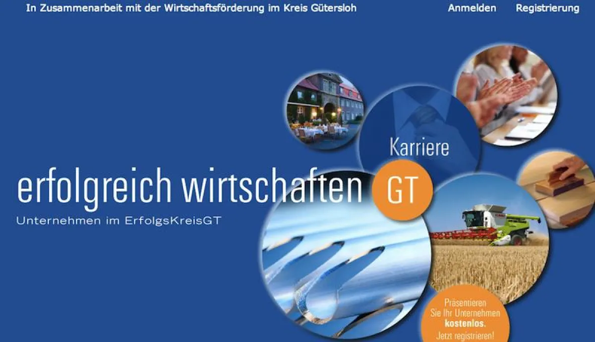 Die Startseite des neuen regionalen Wirtschaftsportals für den Kreis Gütersloh