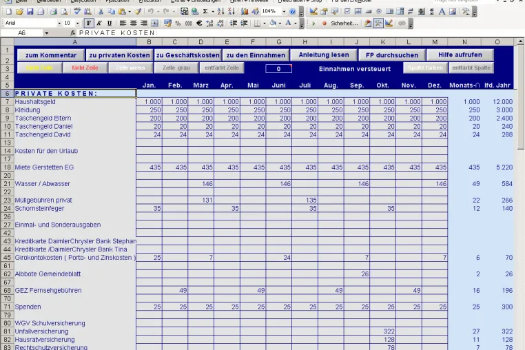 Einnahmen und Ausgaben: Finanzplan in Excel Bild: Einnahmen und Ausgaben: Finanzplan in Excel