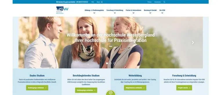 Bild: Neuer Internetauftritt der Hochschule Weserbergland