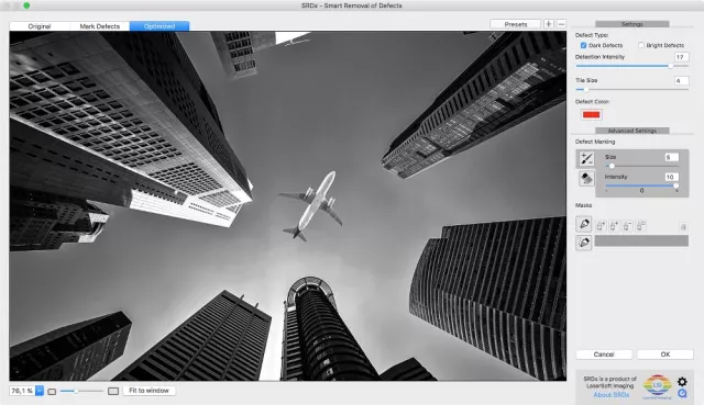 Bild: S R D x - D i e s m a r t e S t a u b - u n d Kratzerentfernung für Photoshop-Anwender