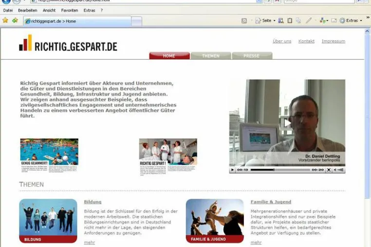 Bild: richtiggespart.de – Online-Kampagne für mehr privates und bürgerschaftliches Engagement
