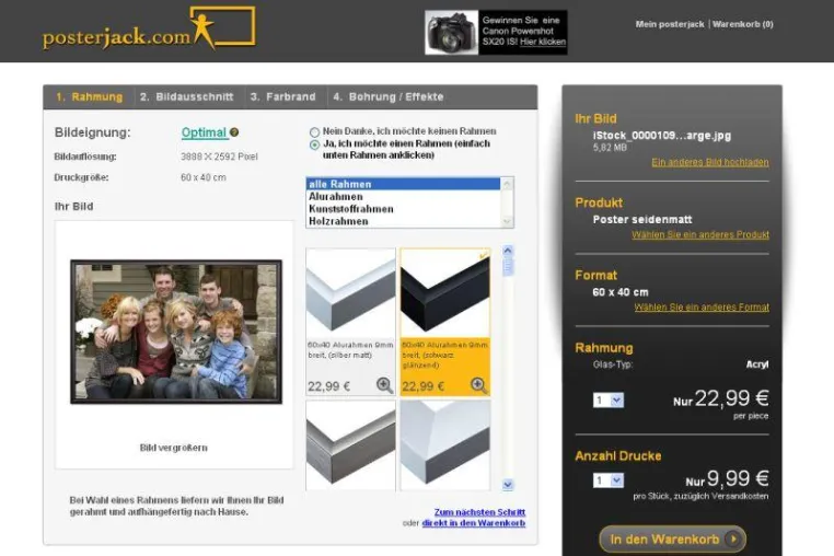 Bild: Neues Feature auf posterjack.com: Posterrahmen