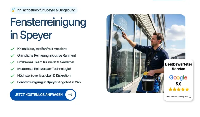 Denkmalschutz-Auflagen: Fensterreinigung in Speyer schont historische Bausubstanz Bild: Denkmalschutz-Auflagen: Fensterreinigung in Speyer schont historische Bausubstanz