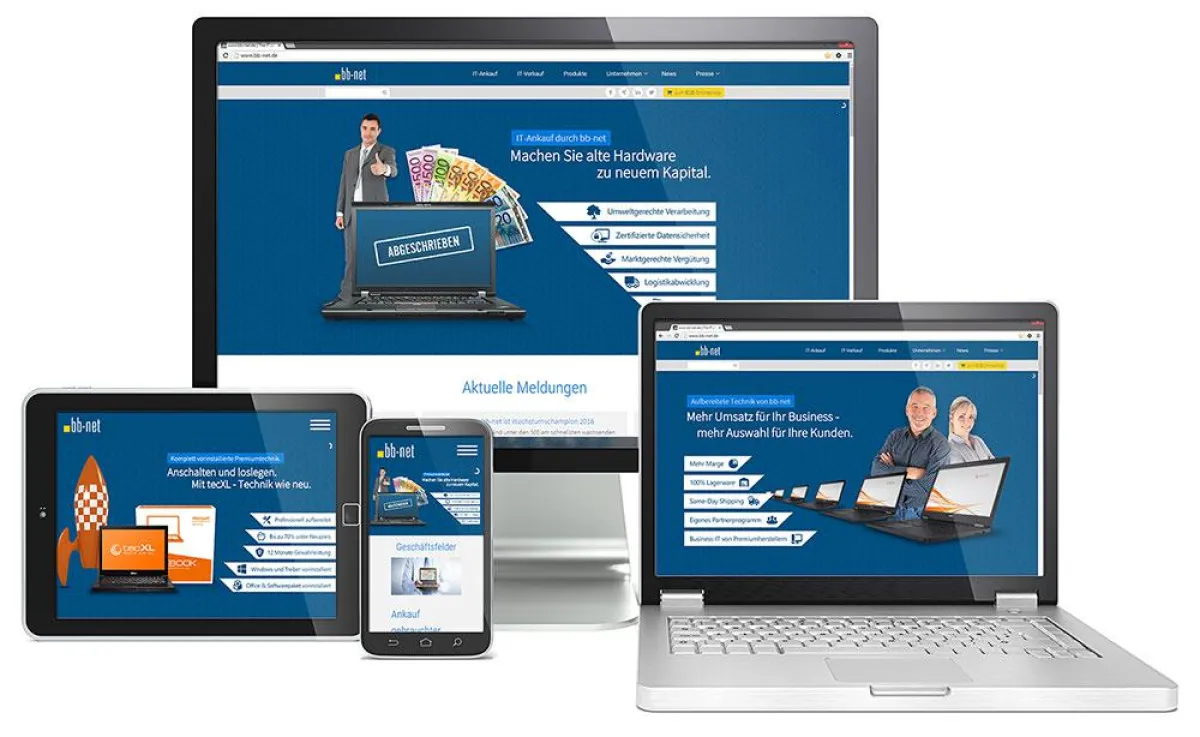 Die neue Webseite passt sich automatisch an den Bildschirm an. Bild: fotolia.de / bb-net.de