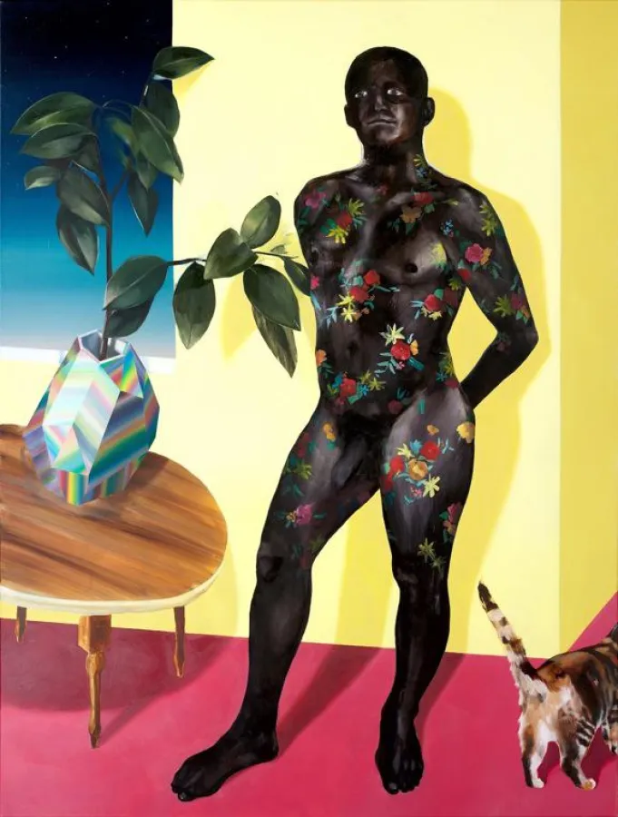 Ellen Akimoto, Full Body Tattoo, 2015, oil on canvas, 190 x 140 cm , Courtesy Galerie Rothamel