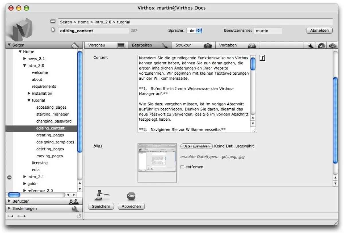 Die überarbeitete Benutzeroberfläche von Virthos 2.1 macht den Umgang mit dem Redaktionssystem noch komfortabler.