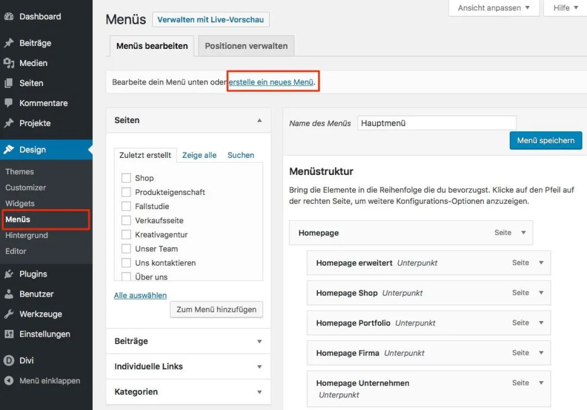 Webdesign Ratgeber: Navigation und Menü in Wordpress anlegen