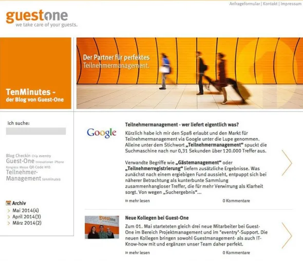 Guest-One informiert mit eigenem Blog Bild: Guest-One informiert mit eigenem Blog
