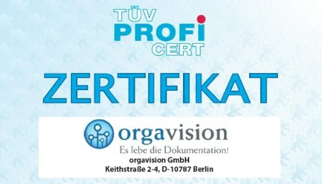 Bild: TÜV PROFiCERT bestätigt orgavision GmbH hervorragende Service- und Prozessqualität