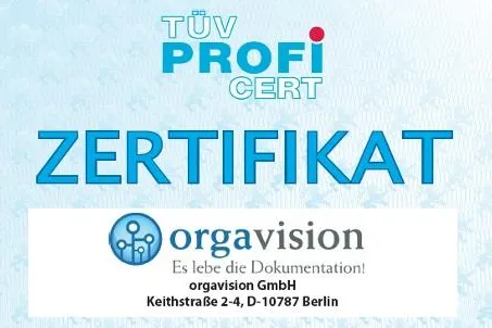 TÜV PROFiCERT bestätigt orgavision GmbH hervorragende Service- und Prozessqualität Bild: TÜV PROFiCERT bestätigt orgavision GmbH hervorragende Service- und Prozessqualität