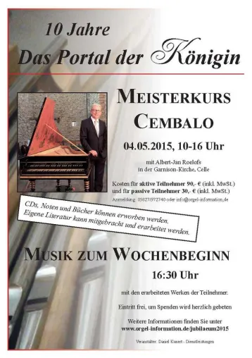 Bild: Cembalo-Meisterkurs mit Albert-Jan Roelofs in der Garnison-Kirche Celle