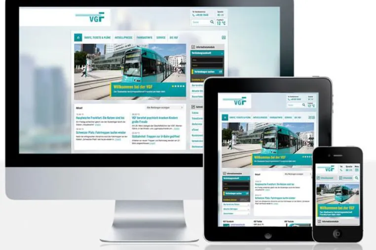 Website der Verkehrsgesellschaft Frankfurt am Main wird zum mobilen Surfvergnügen Bild: Website der Verkehrsgesellschaft Frankfurt am Main wird zum mobilen Surfvergnügen