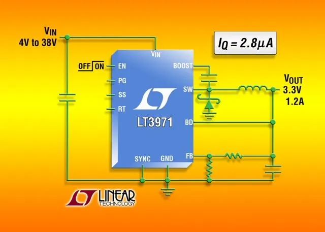 Bild: Linear Technology: 38V/1,2A(IOUT)-Abwärts-Gleichspannungswandler