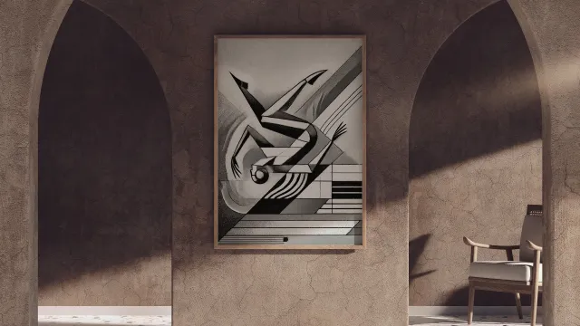 Bild: Im Sturz der Linien - Eine Figur zwischen Architektur und Auflösung 