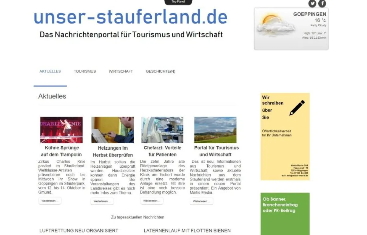 Startseite für das neue Info-Portal unser-stauferland.de. Foto: maitis media