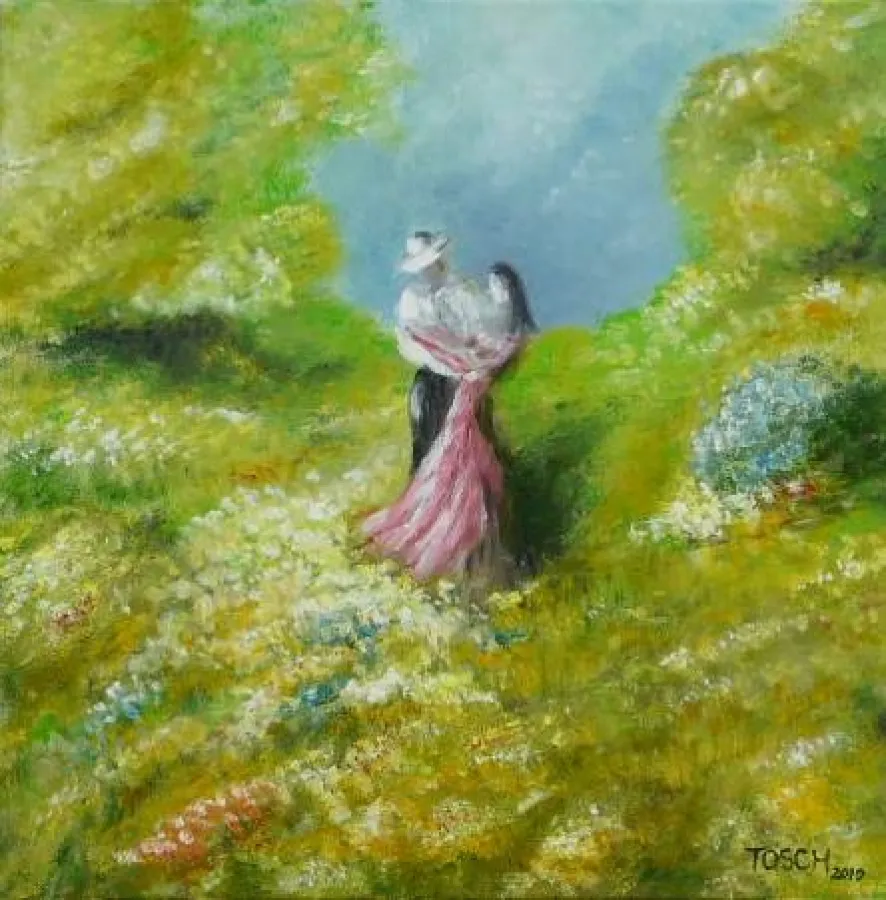 Café à la mer, Öl auf Leinwand