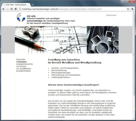 Bild: Dirk Velte, Sachverständiger für Metallbau, Metallgestaltung Rhein-Main informiert auf neuer Website