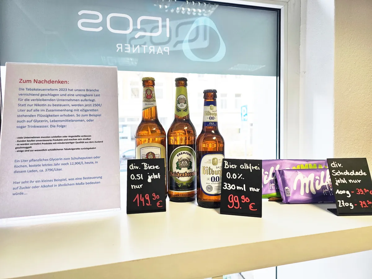 0.5l Bier für nur 149,90 € - äquivalent gepreist zur neuen Tabaksteuerreform (© Sebastian Meyer)