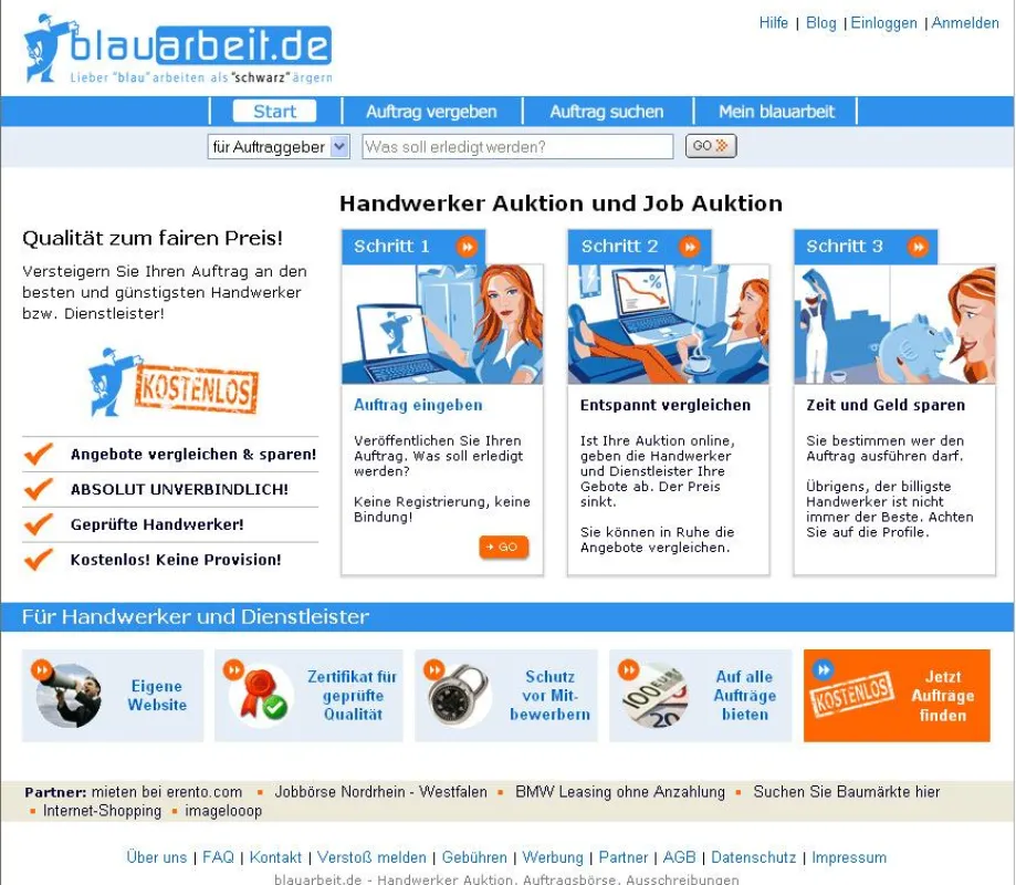 blauarbeit.de - Screenshot