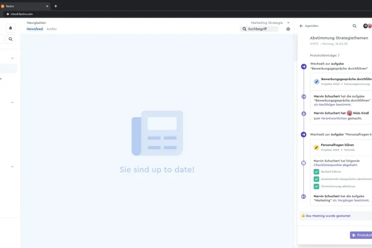 Projektmanagement-Software factro: Mehr Fokus durch neue Listen- und Meetingfunktion Bild: Projektmanagement-Software factro: Mehr Fokus durch neue Listen- und Meetingfunktion