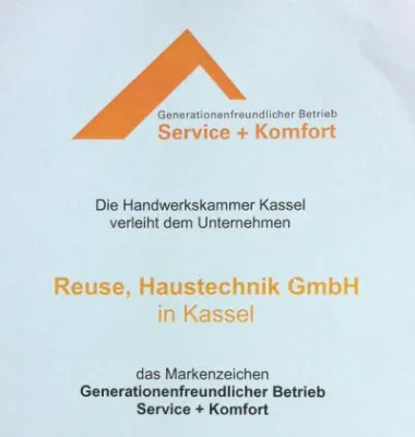 Bild: Markenzeichen „Generationsfreundlicher Betrieb – Service und Komfort“ von der Handwerkskammer Kassel verliehen