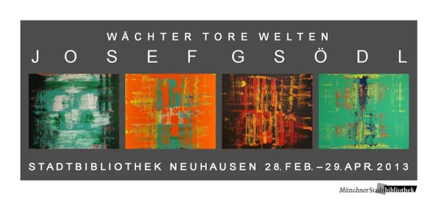 Bild: 28. Februar bis 29. April 2013, Wächter Tore Welten, Josef Gsödl stellt in der Stadtbibliothek Neuhausen aus