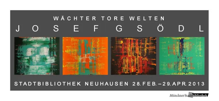 Bild: 28. Februar bis 29. April 2013, Wächter Tore Welten, Josef Gsödl stellt in der Stadtbibliothek Neuhausen aus