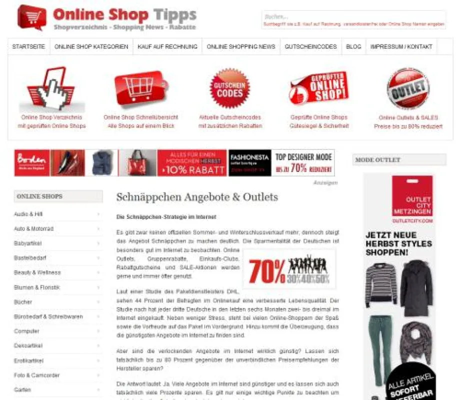 OnlineShopTipps.de hat interessante Schnäppchenseiten im Internet aufgespürt