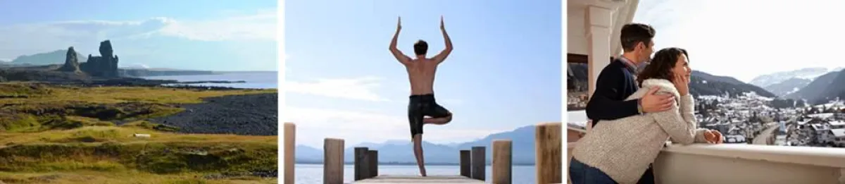 Links: ©Katla Travel. Mitte: ©Chiemsee Alpenland Tourismus GmbH. Rechts: ©Cavallino Bianco Hotel