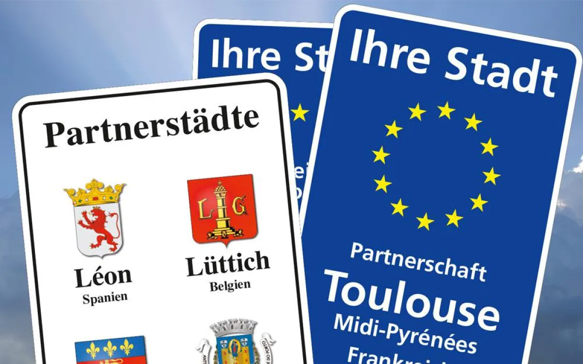 Schilder für Städtepartnerschaften