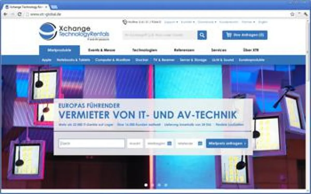 For Sale Digital optimiert Webauftritt von Xchange Technology Rentals (XTR)