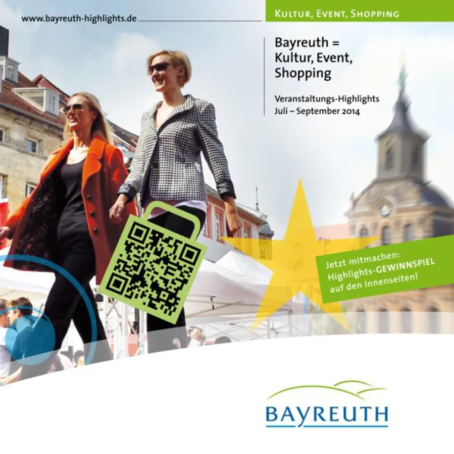Das Werbemotiv der Kampagne. Bayreuth ist Kultur, Event und Shopping