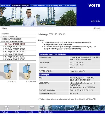 Bild: Neuer Internetauftritt der Voith Turbo Valvex-Ventiltechnik