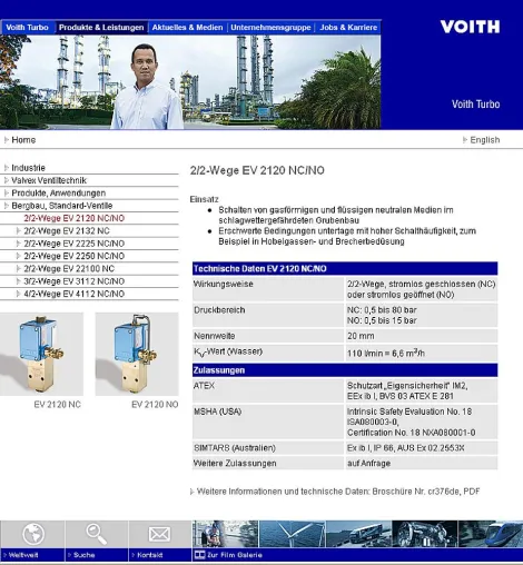 Bild: Neuer Internetauftritt der Voith Turbo Valvex-Ventiltechnik