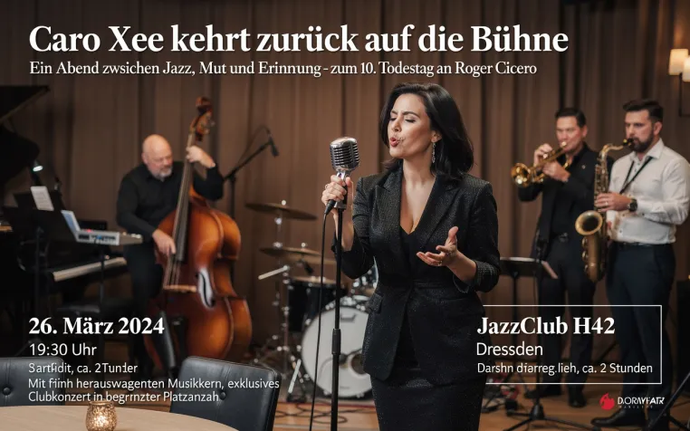„Sie hat überlebt – und singt weiter: Caro Xee kehrt für Roger Cicero auf die Bühne zurück“ Bild: „Sie hat überlebt – und singt weiter: Caro Xee kehrt für Roger Cicero auf die Bühne zurück“
