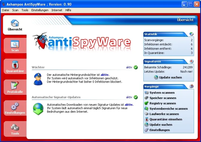 Bild: Ashampoo AntiSpyWare: Beta 2 (v.0.90) jetzt mit Hintergrundwächter verfügbar