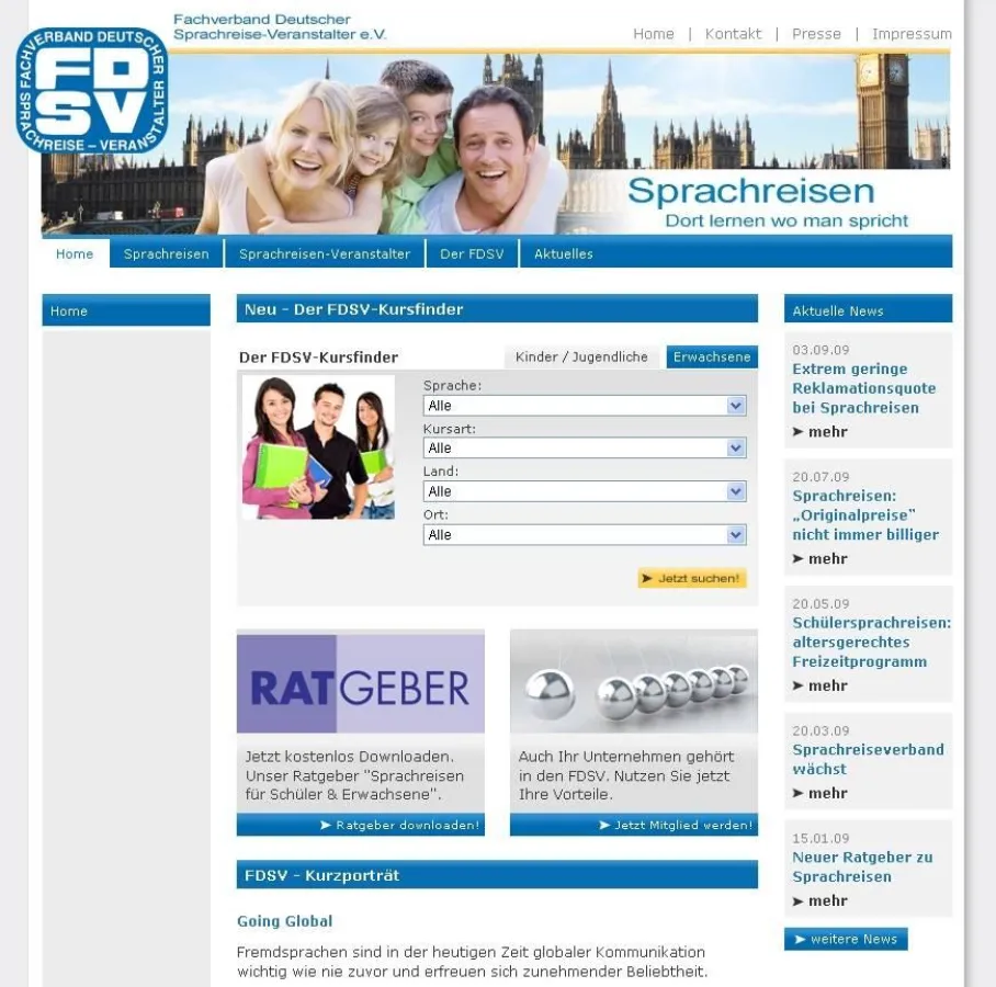 FDSV mit neuer Website - Sprachreisenfinder