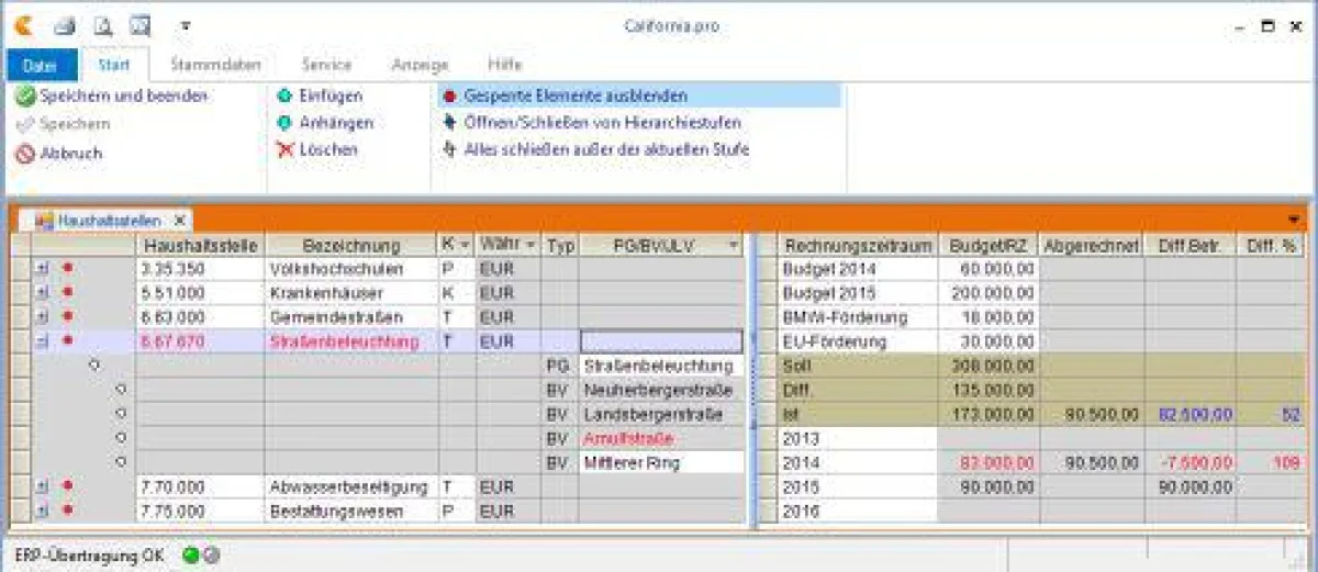 Projektübergreifende Aufteilung des Budgets